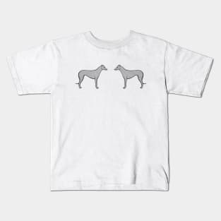 Greyhounds in Love - detailed dog design - black and white dog gift Kids T-Shirt